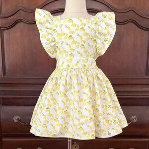 WORTHY THREADS Lemon Print Dress with Ruffled Sleeves SIZE 4Y *read condition *